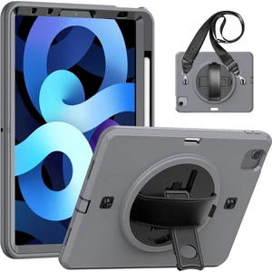 Apple iPad Pro 12.9 5.nesil 2021 M1 Çipli Kılıf Yatay Standlı Zırh Özellikli Kalem Bölmeli Askı Aparatlı Defender Kılıf (Model A2378,A2461,A2379)