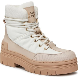 Tommy Hilfiger Kadın Marka Logolu Düz Taban Kaydırmaz Günlük Kullanım Beyaz Bot & Bootie FW0FW07502-YBH