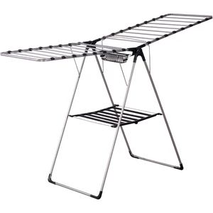 Siyah Kurutmalık Çamaşır Kurutma Askılığı Kalın Borulu Mandal Sepetlı Rainbow