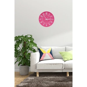 Dekoratif Renkli Daire Beton Duvar Saati 26 cm - Fuşya