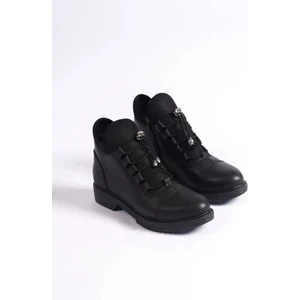 Kışlık Fermuarlı Kauçuk Kaymaz Ortapedik Taban Kadın Fermuarlı Sağlam Siyah Bot