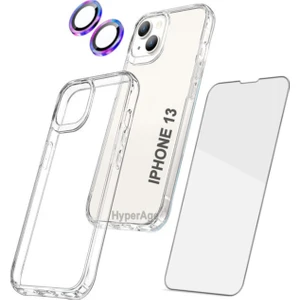 Iphone 13 Uyumlu Şeffaf Kılıf + Ekran Koruyucu + Kamera Koruyucu 360° Tam Koruma 3in1 Süper Set