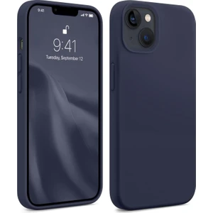 iPhone 13 Uyumlu Petrol Mavi Silikon Kılıf Leke Tutmaz Içi Süet Silinebilir Kapak