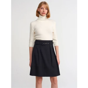 Balıkçı Yaka Kısa Kol Crop Kazak-Ekru 10306