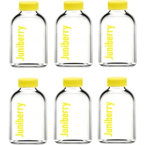 JUNİBELİW 6 Adet 50ML Cam Şişe Sarı Plastik Kapaklı Çok Amaçlı Shot Şişesi Meyve Suyu Shot Şişesi 6X50ML