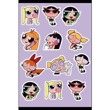 Anime Marketi Powerpuff Girls Sticker Seti Ajanda Laptop Telefon Sticker Seti 12