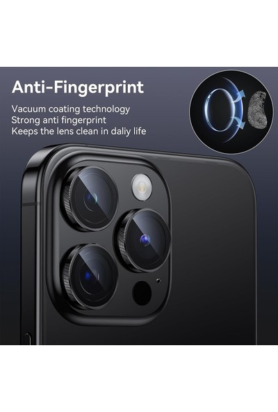 Arazon iPhone 15 Pro Max / 15 Pro Kamera Lens Koruyucu (3'lü Set) Gümüş Titanyum