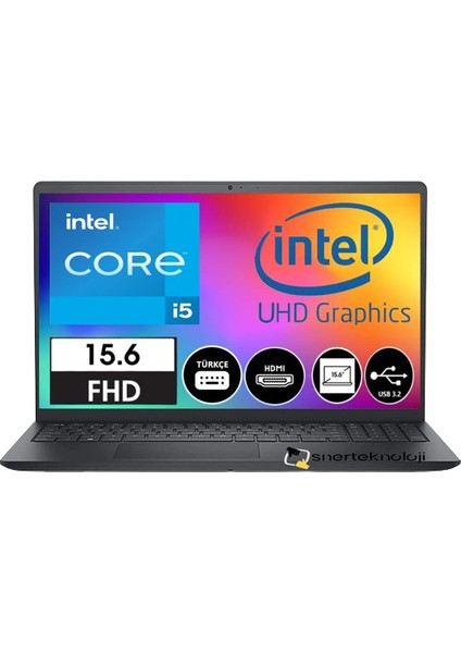 Inspiron 15 3520 Intel Core I5 1235U 12.nesil 8gb 256GB SSD 15.6 Full Hd 120HZ FreeFreedso Taşınabilir Bilgisayar I352024052009U Çanta -Snertech