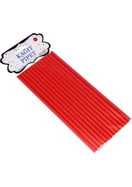 Düz Kağıt Pipet - 25'li Kırmızı
