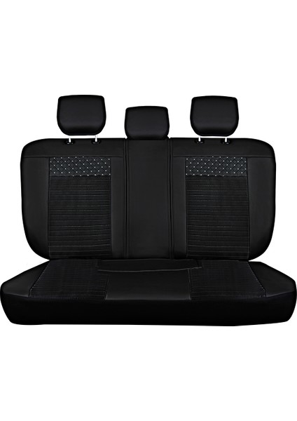 Seat Arona Uyumlu Yarı Deri Oto Koltuk Kılıfı Ön/arka Tam Set (Aqua Seri) Siyah-Beyaz