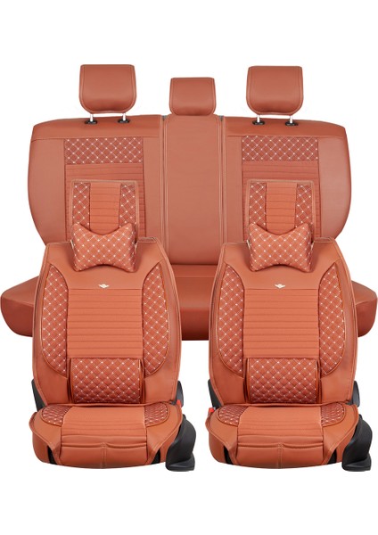 Nissan Skystar Uyumlu Yarı Deri Oto Koltuk Kılıfı Ön/arka Tam Set (Aqua Seri) Tarçın modelleri