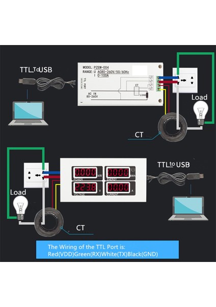 PZEM-004 Tek Fazlı Metre Kırmızı LED Ekran Elektrik Aletleri Volt Amp Watt Kwh Göstergesi Ttl Modbus (Yurt Dışından)