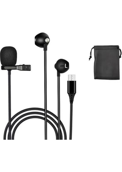 Taşınabilir 1.5m Lavalier Mini Mikrofon Kondenser Klipsli Yaka Mikrofonu Kablolu USB 3.5mm Type-C Mikrofon (Typec Arayüzü) (Yurt Dışından)