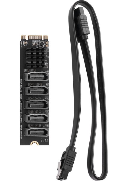M.2 Ngff Yükseltme Kartı M.2 Ngff B-Anahtar Sata - Sata 3 5 Bağlantı Noktalı Genişletme Kartı + Sata Kablosu 6gbps Genişletme Kartı Desteği HDD SSD (Yurt Dışından)