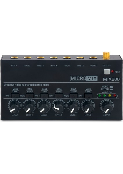 MIX600 Ses Mikseri Stereo Ses Mikseri Ultra Düşük Gürültü 6 Kanallı Hat Mikseri Mini Ses Mikseri Güç Kaynağı DC5V Ab Tak (Yurt Dışından)