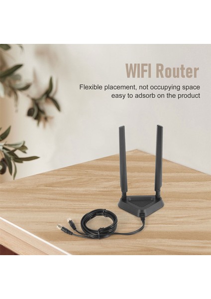 2.4g/5g Çift Frekans Uzatma Kablosu Anten Wifi Yönlendirici Kablosuz Ağ Kartı 8db Sma Anten Manyetik Emme Tabanı (Yurt Dışından)
