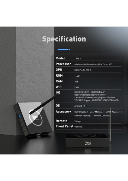 TV98H Tv Kutusu 2G+16G Allwinner H313 2.4g Wıfı Android 12 Akıllı Tv Kutusu 4KX2K TV98 Medya Oynatıcı Abd Plug (Yurt Dışından) fırsatları