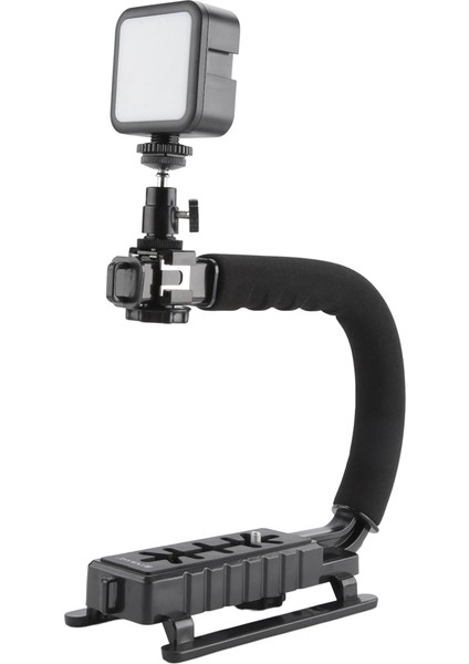 Taşınabilir El Dv Kamera Braketi Sabitleyici + Tüm Slr Kameralar ve Dv Için Soğuk Ayakkabı Tripod Kafalı LED Dolgu Işık Kiti (Yurt Dışından)