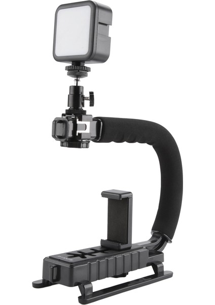 Taşınabilir El Dv Kamera Braketi Sabitleyici + Tüm Slr Kameralar ve Dv Için Soğuk Ayakkabı Tripod Kafalı LED Dolgu Işık Kiti (Yurt Dışından)