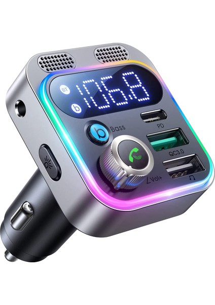 Bluetooth 5.3 Araç Adaptörü Çift Mikrofon Hifi Derin Bas Ses Bluetooth Fm Verici Araba Eller Serbest Bluetooth Alıcısı Için (Yurt Dışından)