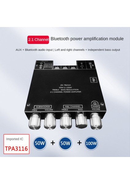 -TB21H 2X50W+100W 2.1 Kanal Subwoofer Dijital Güç Amplifikatörü Kartı Aux 12V 24V Ses Stereo Bluetooth 5.0 Bas Amplifikatör (Yurt Dışından) fiyatları