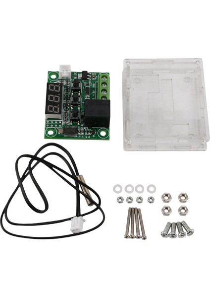 2 Adet Sıcaklık Kontrol Modülü, Kılıflı - XH-W1209 Kırmızı Dijital Ekran Termostat Dc 12V, Su Geçirmez Problu (Yurt Dışından)