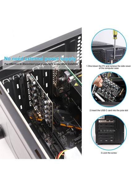 Pcı-E - USB 3.2 Kartı, 5 Bağlantı Noktalı Genişletme Kartı, Pc Masaüstü Için Pcıe USB Anakart Kartı, Destek Windows 7/8/10 Linux (Yurt Dışından)