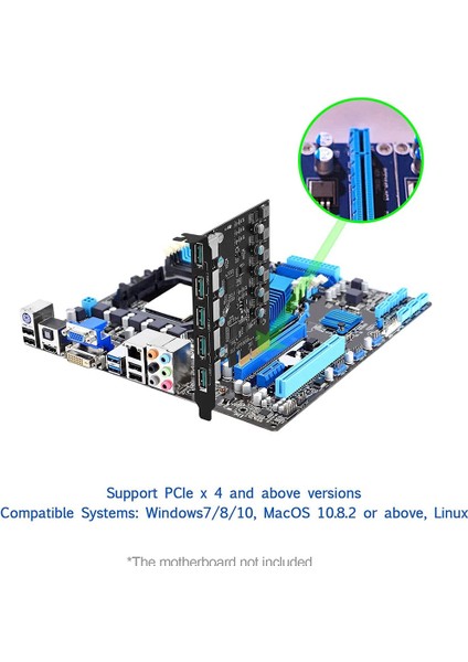 Pcı-E - USB 3.2 Kartı, 5 Bağlantı Noktalı Genişletme Kartı, Pc Masaüstü Için Pcıe USB Anakart Kartı, Destek Windows 7/8/10 Linux (Yurt Dışından)