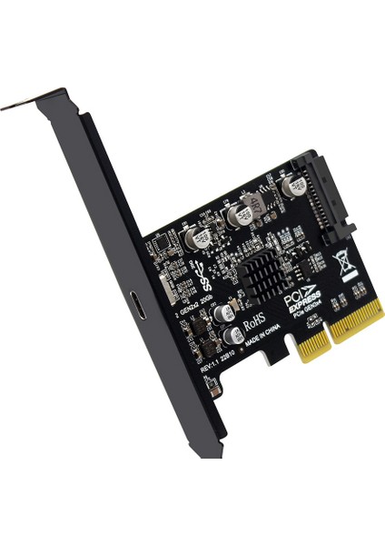 USB Pcıe Kartı Type C Pcı-Express 4x - USB 3.2 Gen 2x2 (20GBPS) Windows 8/10/linux Için ASM3242 Yonga Seti (Yurt Dışından)