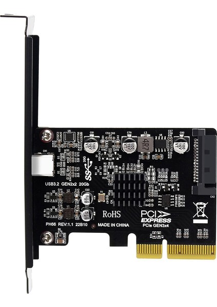 USB Pcıe Kartı Type C Pcı-Express 4x - USB 3.2 Gen 2x2 (20GBPS) Windows 8/10/linux Için ASM3242 Yonga Seti (Yurt Dışından)