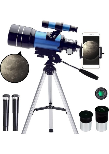 Yetişkinler ve Çocuklar Için Teleskop, 70MM Açıklık (15X-150X) Yeni Başlayanlar Için Taşınabilir Refrakter Teleskoplar, 300MM Seyahat Teleskopu (Yurt Dışından)