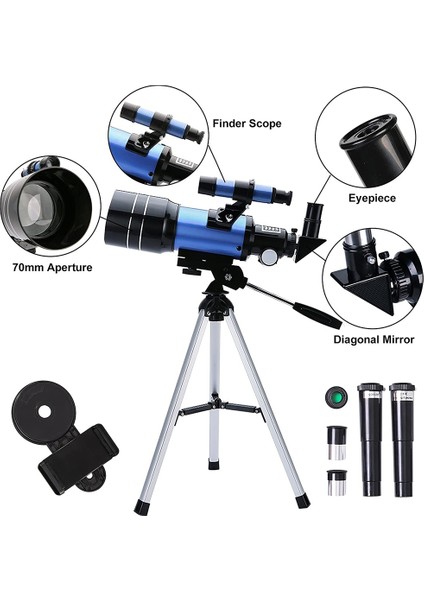 Yetişkinler ve Çocuklar Için Teleskop, 70MM Açıklık (15X-150X) Yeni Başlayanlar Için Taşınabilir Refrakter Teleskoplar, 300MM Seyahat Teleskopu (Yurt Dışından) fırsatları