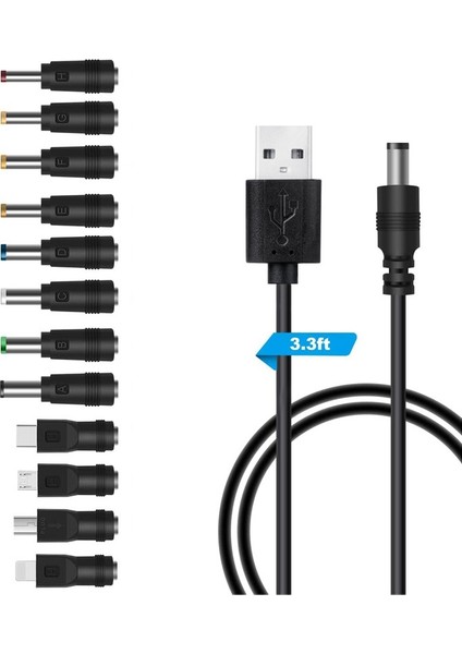 USB Dc Güç Kablosu Şarj Kablosu Dc Adaptörü 12 Seçilebilir Adaptör Fişli Düzenlenmiş Anahtarlama Güç Kaynağı (Yurt Dışından)