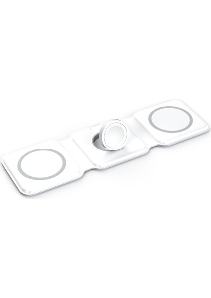 3'ü 1 Arada Katlanabilir Manyetik Kablosuz Şarj Cihazı, 13 12 11 Pro Max x Için Taşınabilir Kablosuz Şarj Cihazı (Beyaz) (Yurt Dışından)