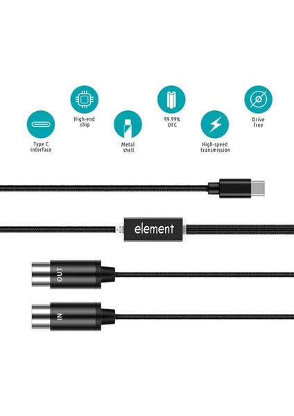 Elektronik Organ Bilgisayarı Için Gösterge Işığı ile USB C Tipi C Kablosuna Mıdı USB Mıdı Dönüştürücü (Yurt Dışından)