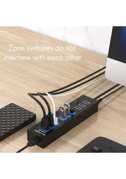 Pc Dizüstü Için Anahtarlı USB 2.0 10PORT USB Bölücü Çoklu Genişletici (Yurt Dışından) fırsatları
