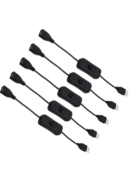 5 Adet 28 cm USB Kablosu Erkek Kadın ile On/off Uzatma Geçiş USB Lamba USB Fan Güç Kaynağı Hattı Dayanıklı Siyah (Yurt Dışından)