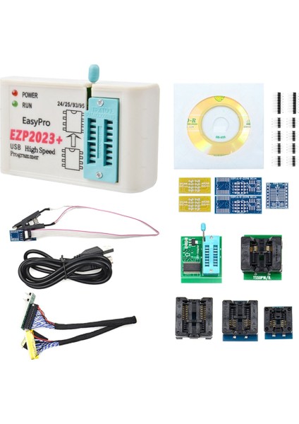 EZP2023+ Yüksek Hızlı Spı Flash Programlayıcı Tam Set + 12 Adaptör Desteği 24/25/93/95 Eeprom Bios 25T80 Çevrimdışı Kopya Yazma (Yurt Dışından)