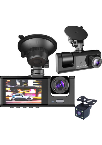 3 Kanal Araba Dvr Kamera, 1080P Çizgi Kamera Ir Gece Görüşlü 3 Yollu Araba Kamerası, Döngü Kayıt, Park Monitörü (Yurt Dışından) modelleri