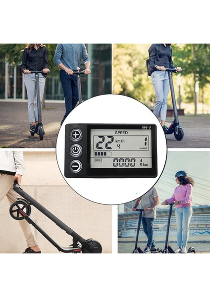 24V 36V 48V 60V 866 Denetleyici Paneli Pano + Anahtar Düğmesi Elektrikli Bisiklet LCD Ekran Elektrikli E-Bisiklet Scooter (Yurt Dışından)