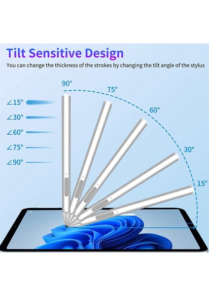 Stylus Kalem Manyetik Yüzey Pro 3/4/5/6/7 Pro x Go 2 Kitap Latpop 4096 Seviyeleri Basınç Avuç Reddi-Gümüş (Yurt Dışından) fırsatları