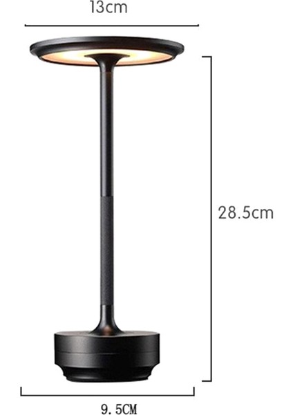 LED Masa Lambası Restoran Bar Ambiyans Retro Masa Lambası Dokunmatik USB Şarj Edilebilir Masa Lambası Gece Lambası Siyah (Yurt Dışından)