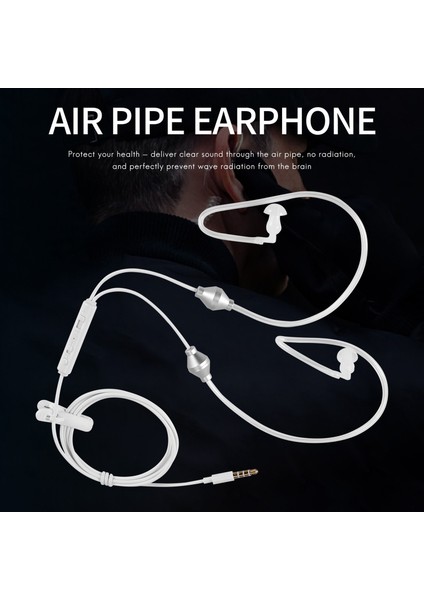 3.5mm Stereo Hava Tüpü Kablolu Kulaklık Anti-Radyasyon Binaural Kulaklıklar Gürültü Yalıtımlı Kulaklıklar Micr Mobilephone Için (Yurt Dışından)
