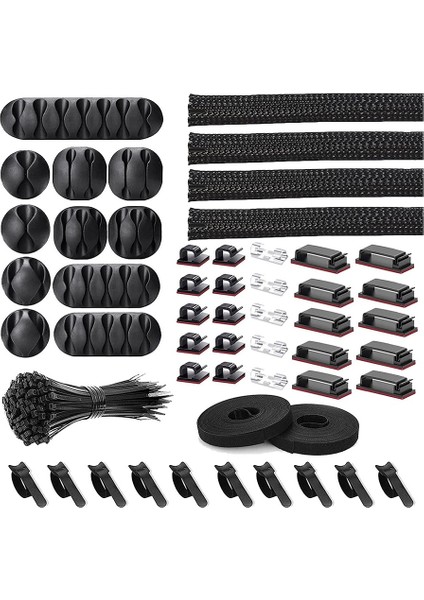 152 Adet Kordon Düzenleyici Kit, Kendinden Yapışkanlı Klipsler, Kablo Manşonları Yönetim Klipsleri Dahil (Yurt Dışından)