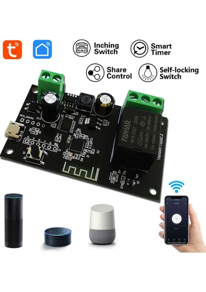 1ch Wifi Röle Tuya Modülü 7-32 V Wifi Dıy Anahtarı Inching/kendinden Kilitleme Çalışma Modları App/ses/lan Kontrolü Akıllı Ev 1 Gang (Yurt Dışından)