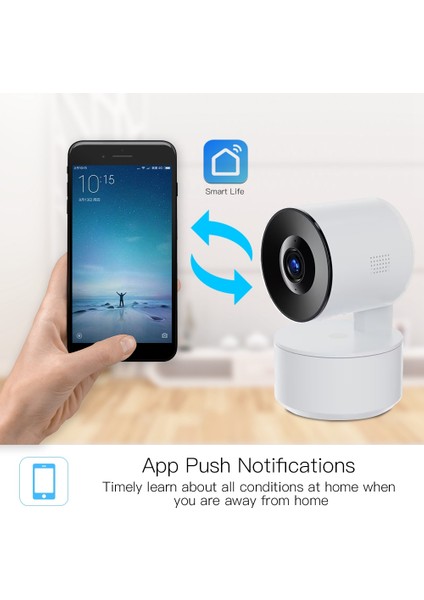 Wifi Tuya Akıllı Ev Sallayarak Kafa Makinesi Hareket Algılama Gece Görüş Fonksiyonu 1080P Kablosuz Güvenlik Kamera Abd Plug (Yurt Dışından)