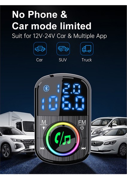 Araç Fm Verici Araç Şarj Cihazı Bluetooth 5.0 Araç Adaptörü Qc 3.0 Hızlı Şarj Pd Araç Şarj Cihazı Mp3 Müzik Çalar (Yurt Dışından) fırsatları