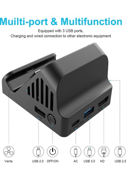 Fan Soğutmalı Anahtar Şarj Tabanı Için -Uyumlu Tv Ekranı Projeksiyon Dönüştürücü Type-C Usb3.0 Video Adaptörü (Yurt Dışından) fırsatları