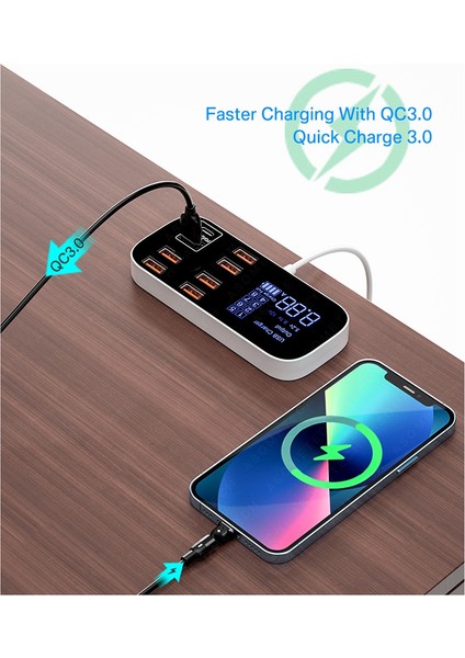 8 Port Hızlı Şarj USB Şarj Hub Taşınabilir Seyahat Cep Telefonu Şarj Adaptörü Akıllı Telefon-Ab Tak Için Hızlı Şarj (Yurt Dışından)