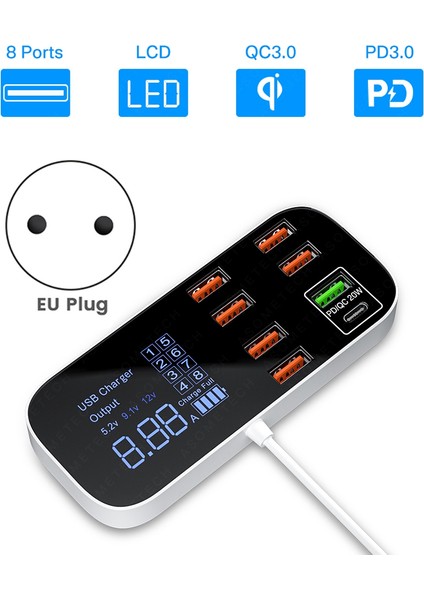 8 Port Hızlı Şarj USB Şarj Hub Taşınabilir Seyahat Cep Telefonu Şarj Adaptörü Akıllı Telefon-Ab Tak Için Hızlı Şarj (Yurt Dışından)